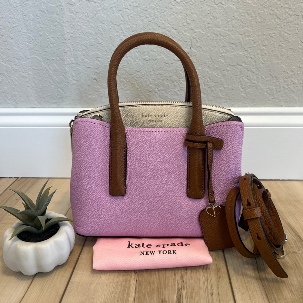 kate spade pink and brown mini satchel
